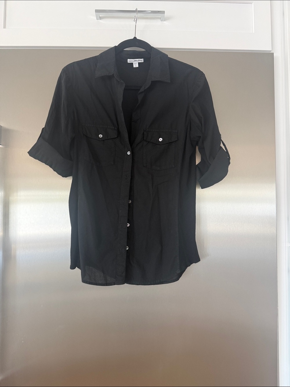 James Perse Contrast panel Button down shirt.